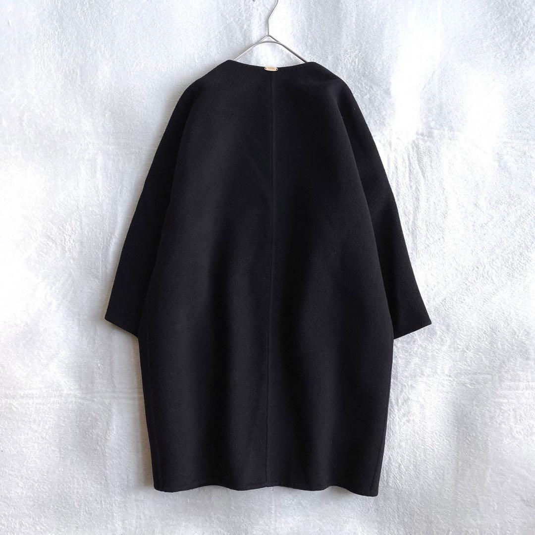 【美品✨】ドゥーズィエムクラス　Victorianリバーノーカラーコート　黒
