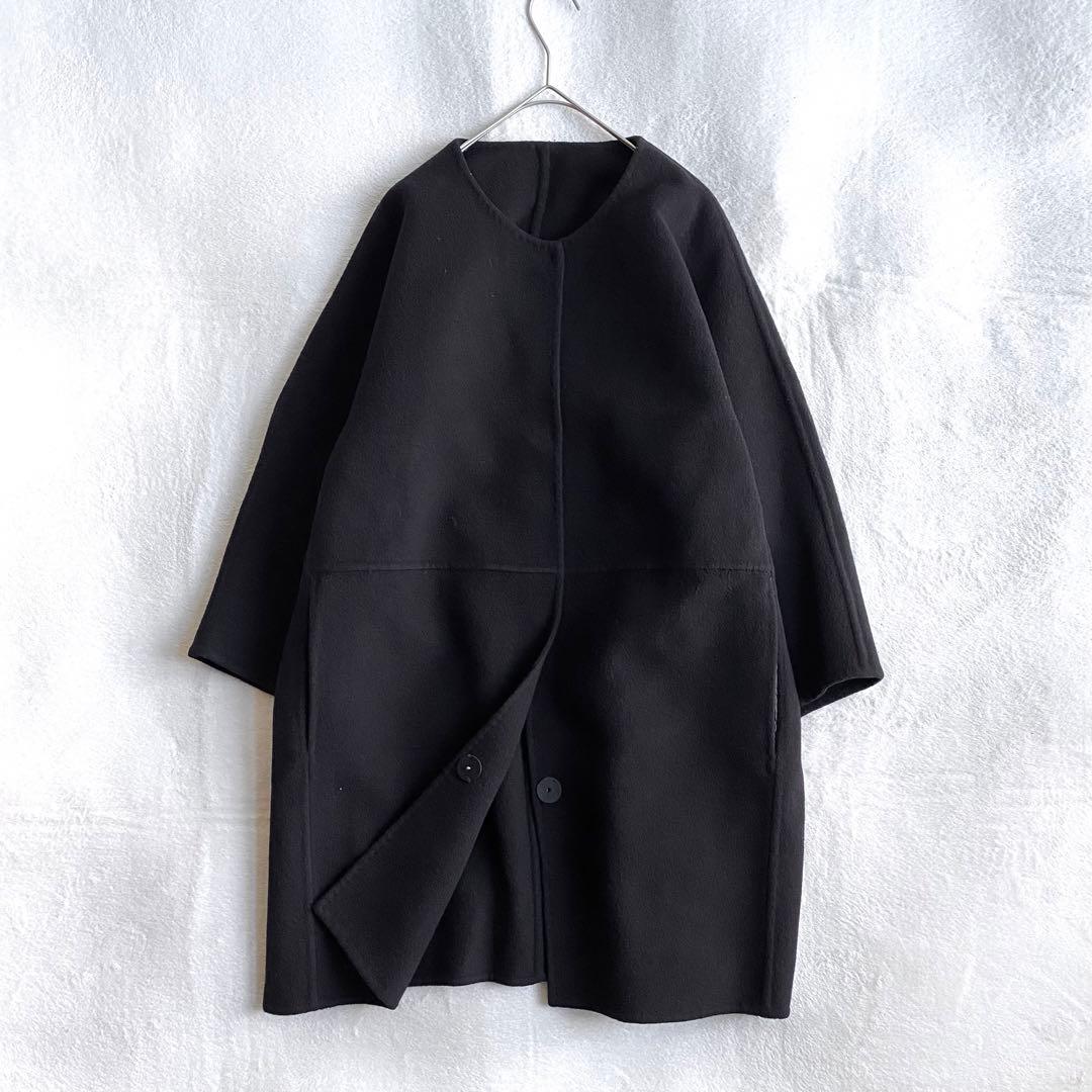 【美品✨】ドゥーズィエムクラス　Victorianリバーノーカラーコート　黒