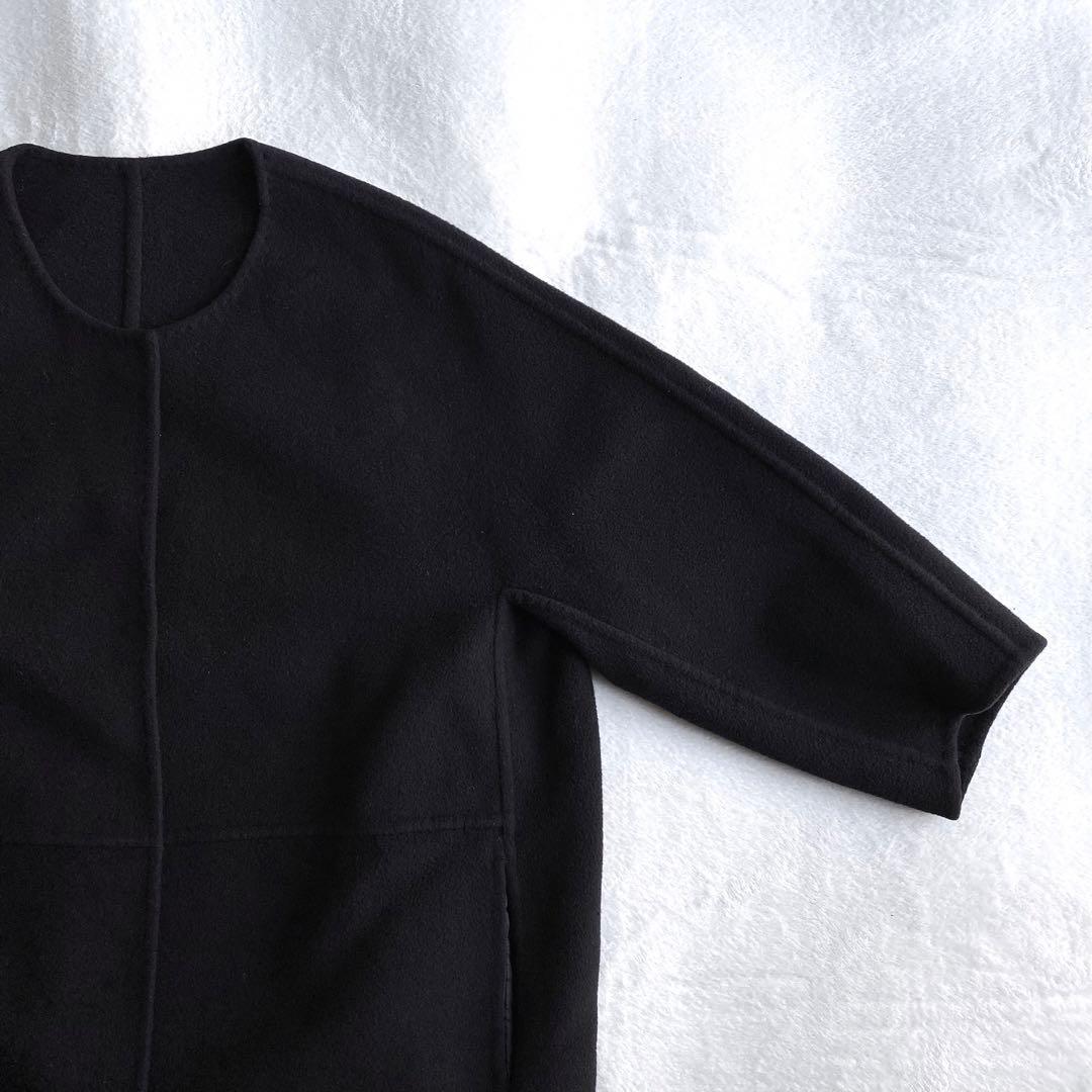 【美品✨】ドゥーズィエムクラス　Victorianリバーノーカラーコート　黒