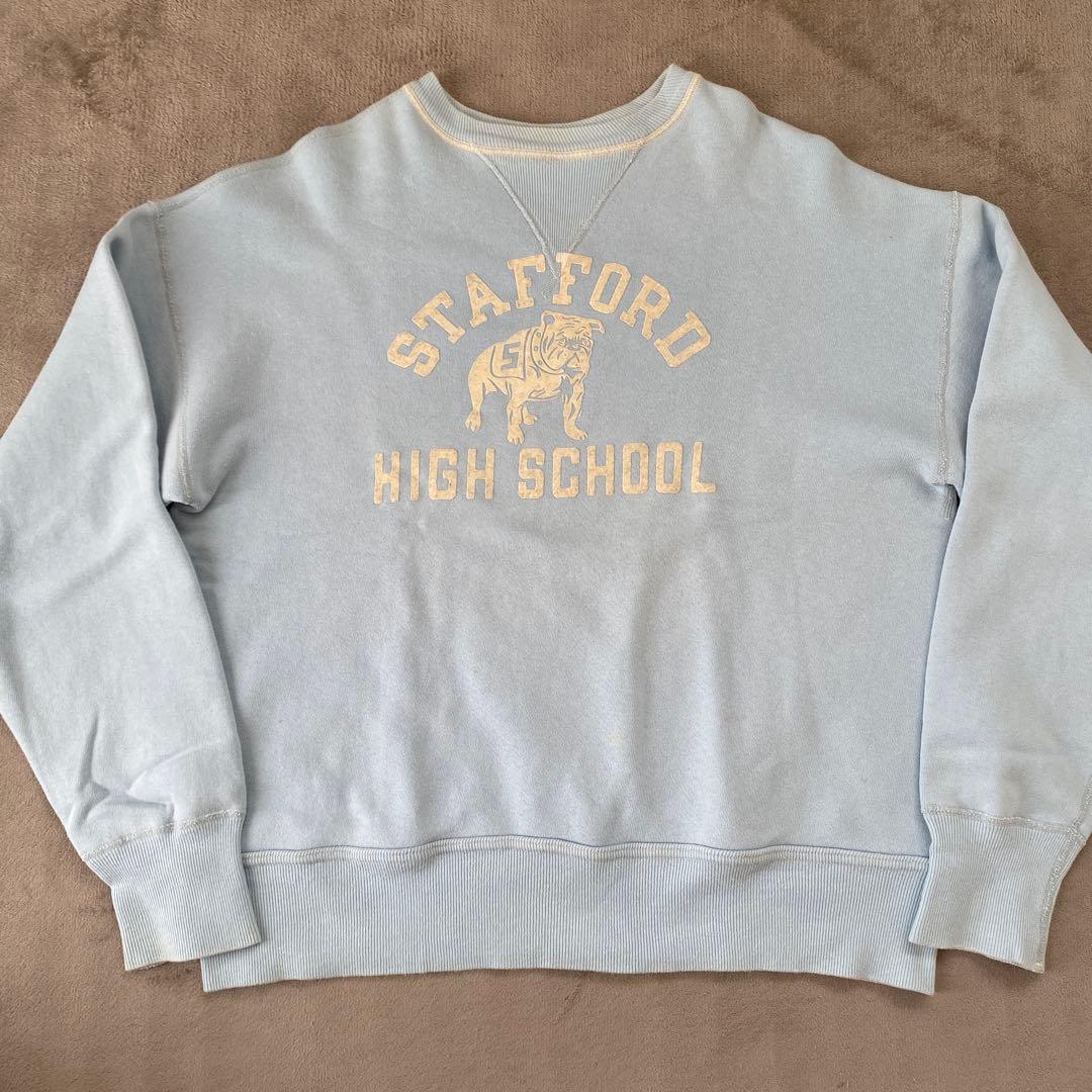 Warehouse 両V スウェット フロッキープリント 40 サックスブルー