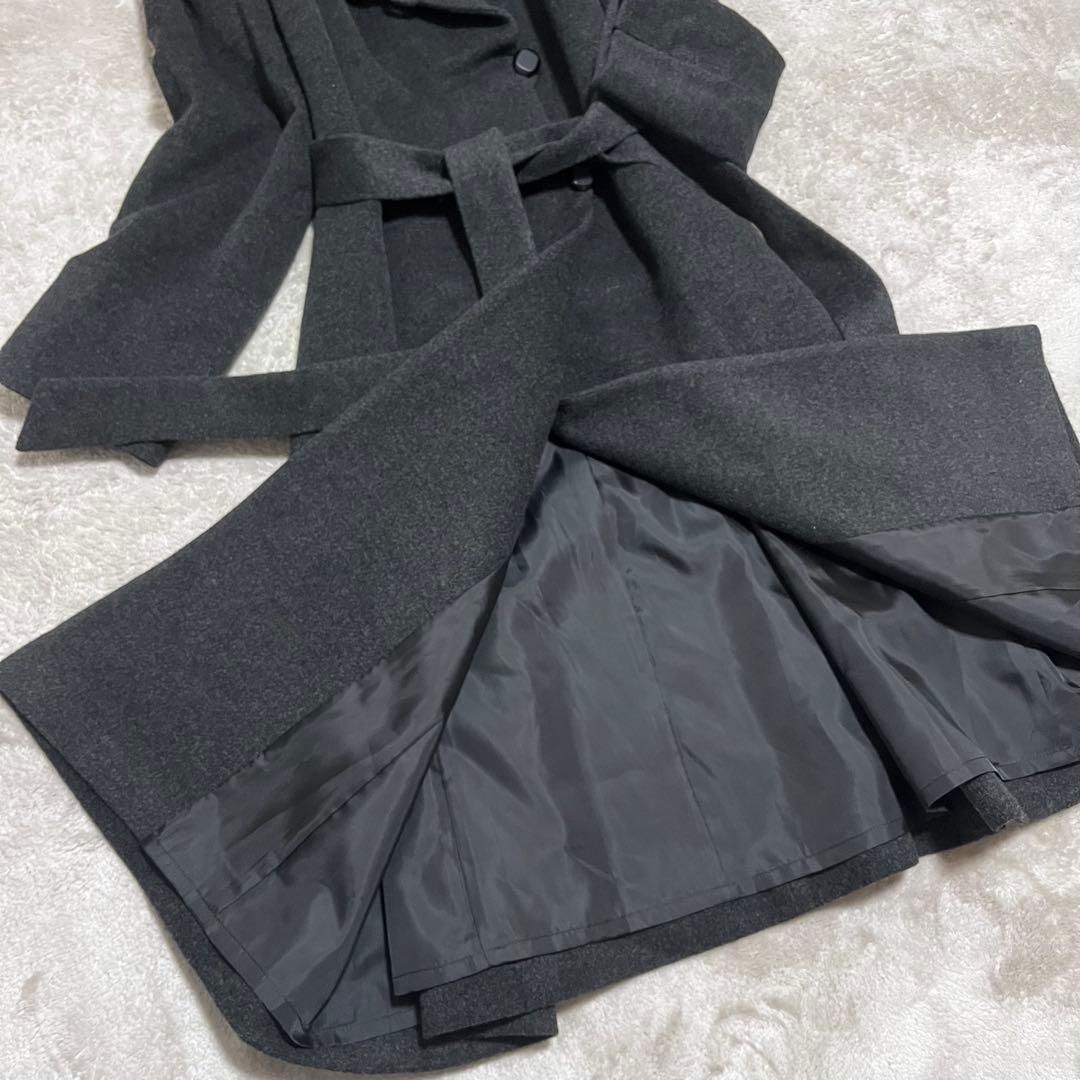 はちべえ　　ウール、アンゴラ　ショールカラー　ベルテッド　ロングコート