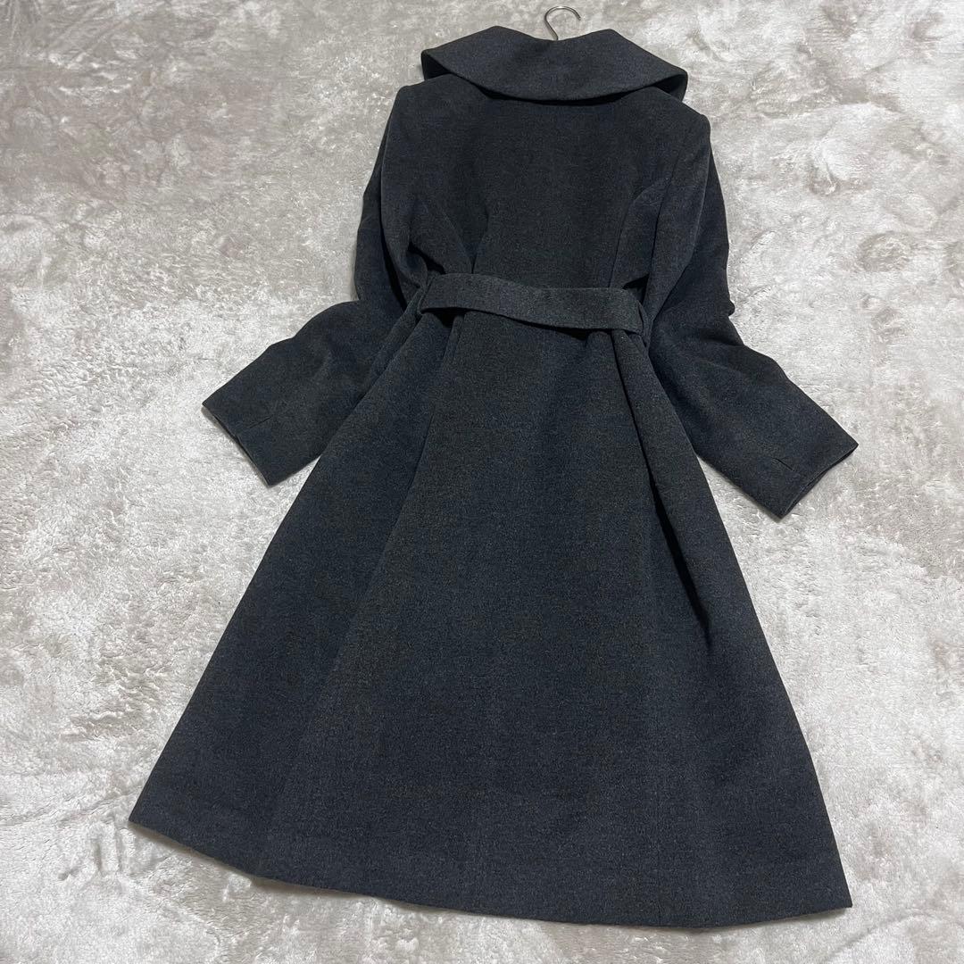 はちべえ　　ウール、アンゴラ　ショールカラー　ベルテッド　ロングコート