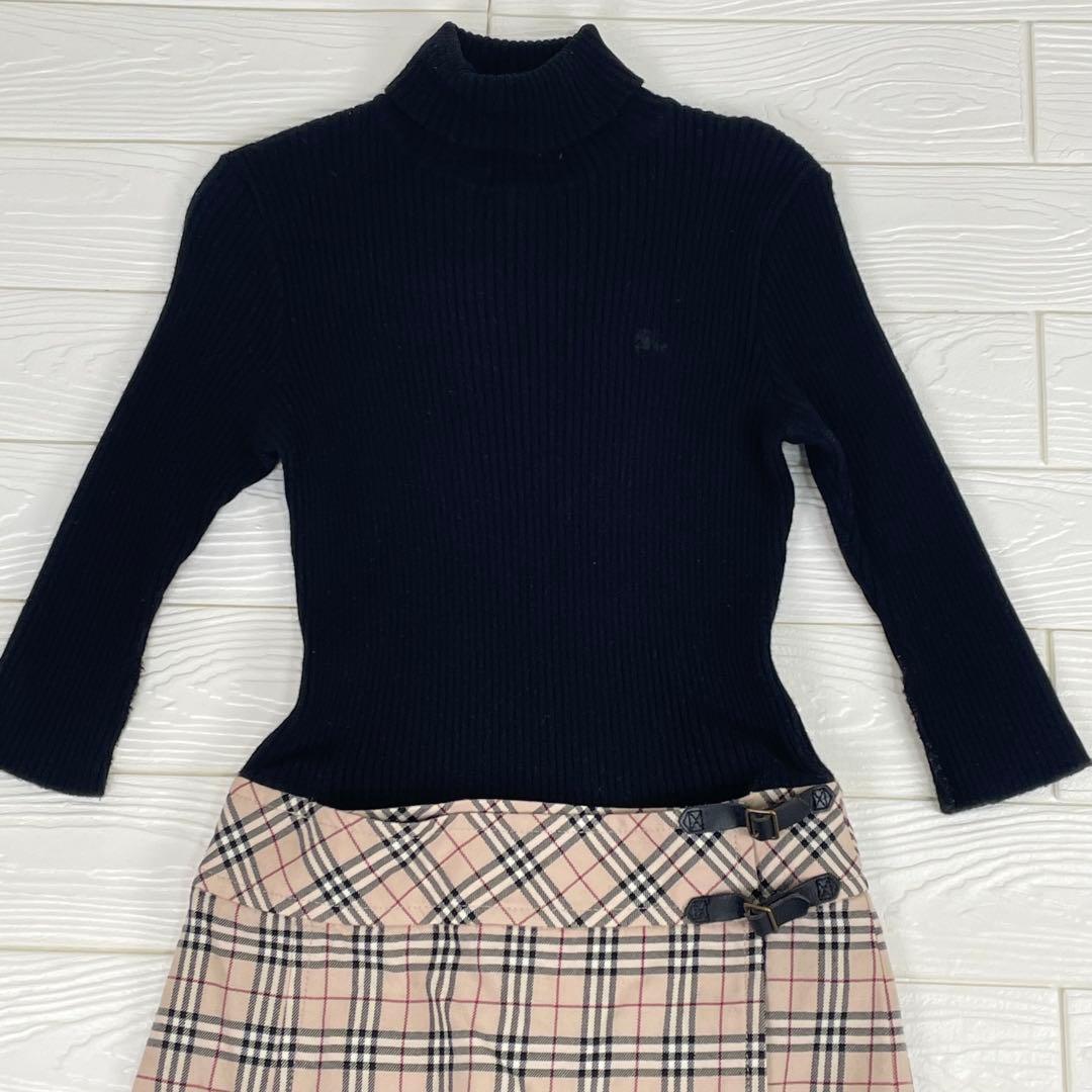 バーバリーブルーレーベル　ドッキングワンピース　タートルネック　ノバチェック