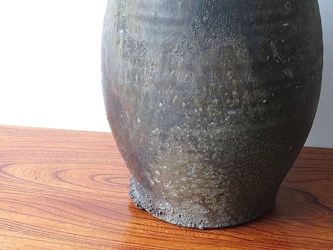 値下】青娥窯 松元洋一作⑥ 『自然釉花入』 穴窯焼成 A97