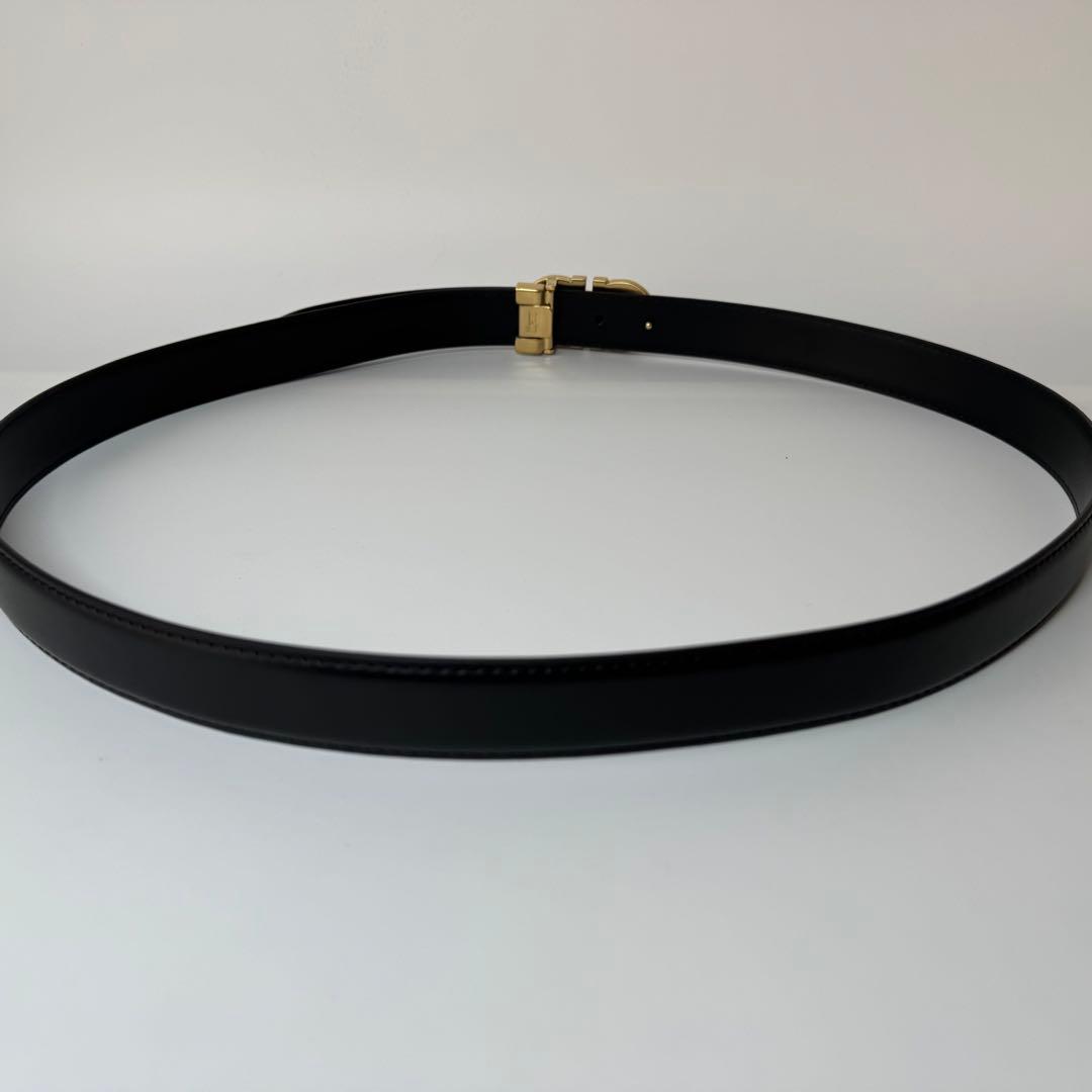 【美品】フェラガモ ベルト ダブルガンチーニ レザー　ブラック　ゴールド