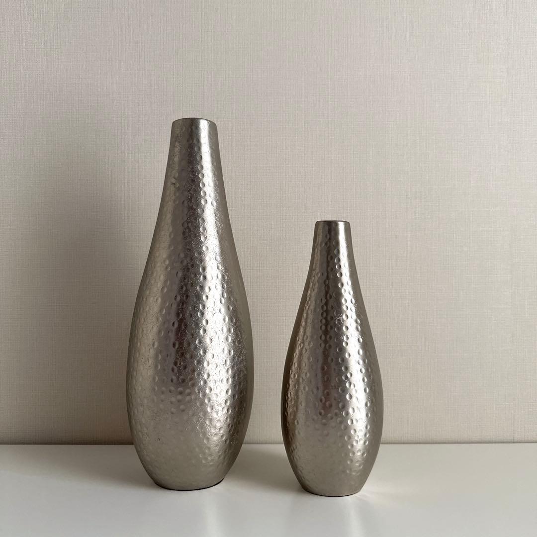 新品】ACTUS アクタス シルバー フラワーベース 花瓶 大小2個セット