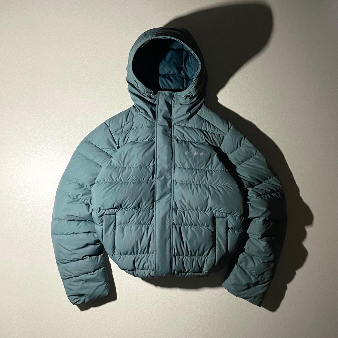 コロンビア　パフダウン　hooded puffer jacket tech 水色