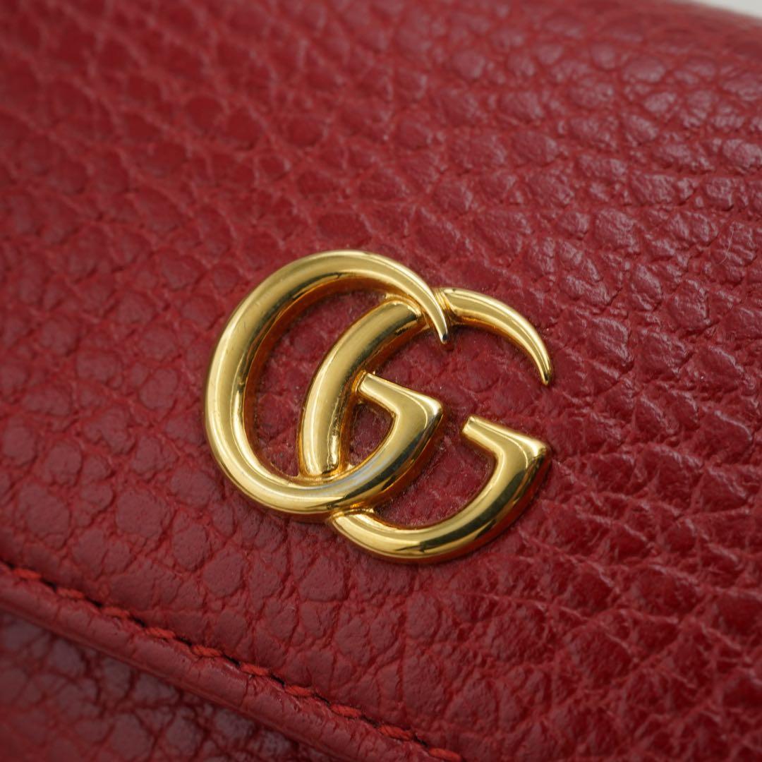 新品同様　GUCCI グッチ　キーケース　レザー　GG柄　マーモント　レッド