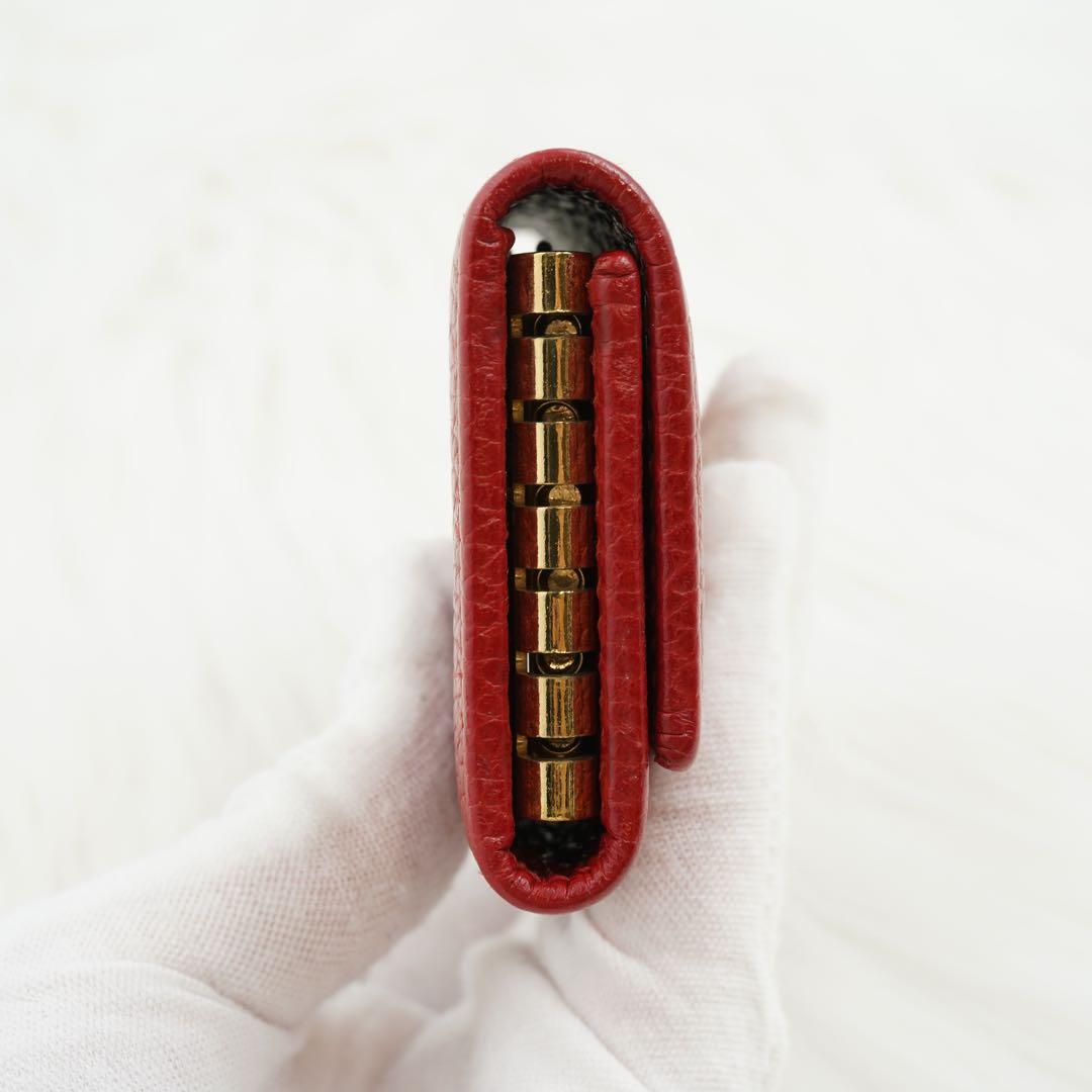 新品同様　GUCCI グッチ　キーケース　レザー　GG柄　マーモント　レッド