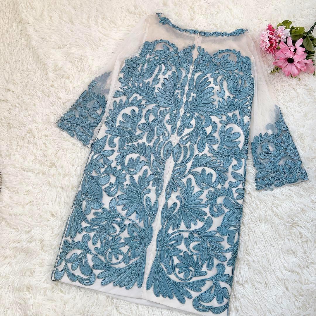 GRACE CONTINENTAL　サテンコード刺繍ワンピース　フォーマル　36