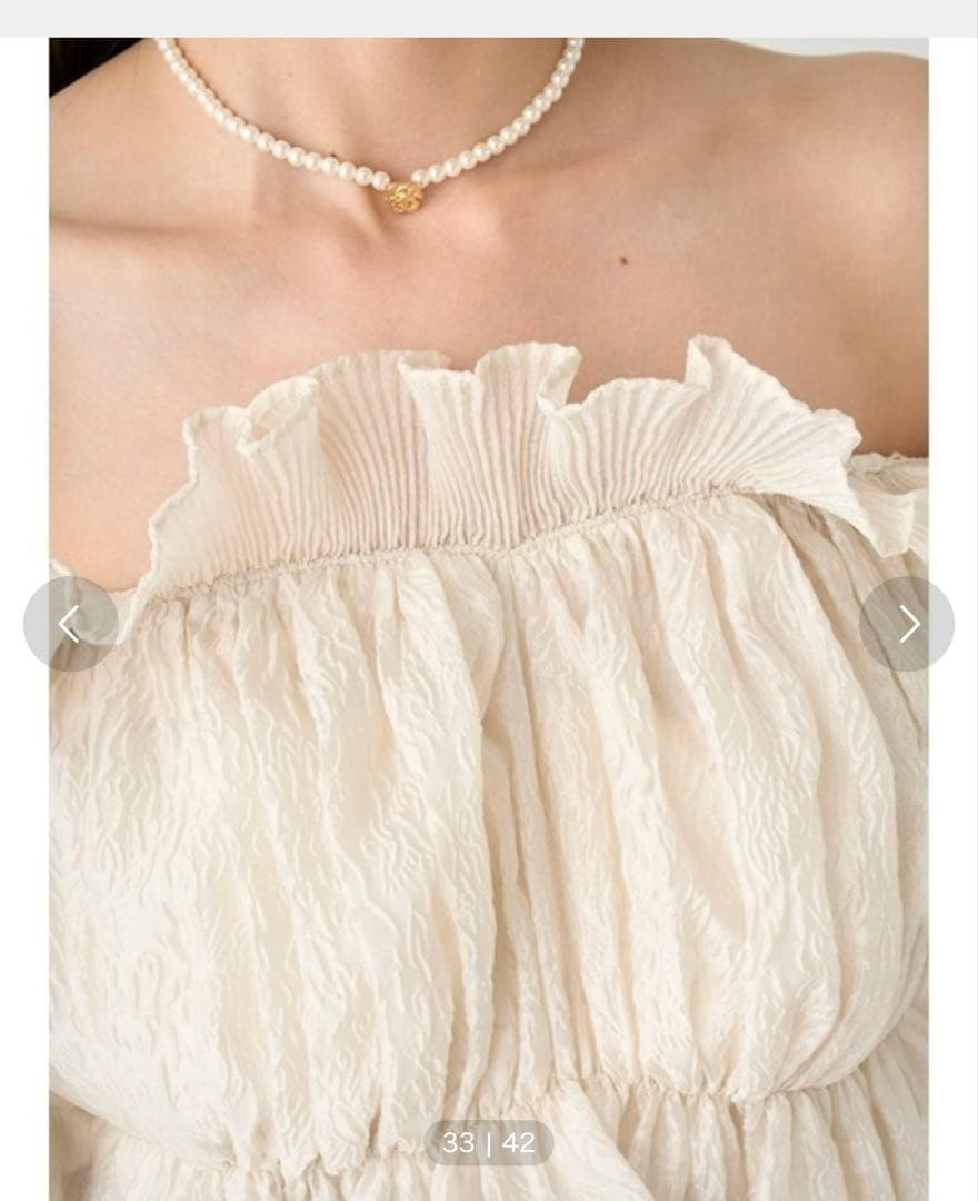 スナイデル　ジャガードボリュームオフショルブラウス アイボリー