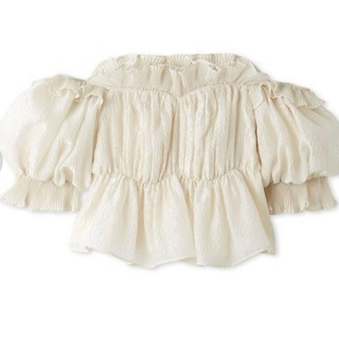 スナイデル　ジャガードボリュームオフショルブラウス アイボリー