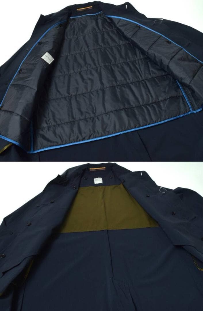 未使用8.2万 ポールスミス ストレッチ ライナー ステンカラーコート L 紺