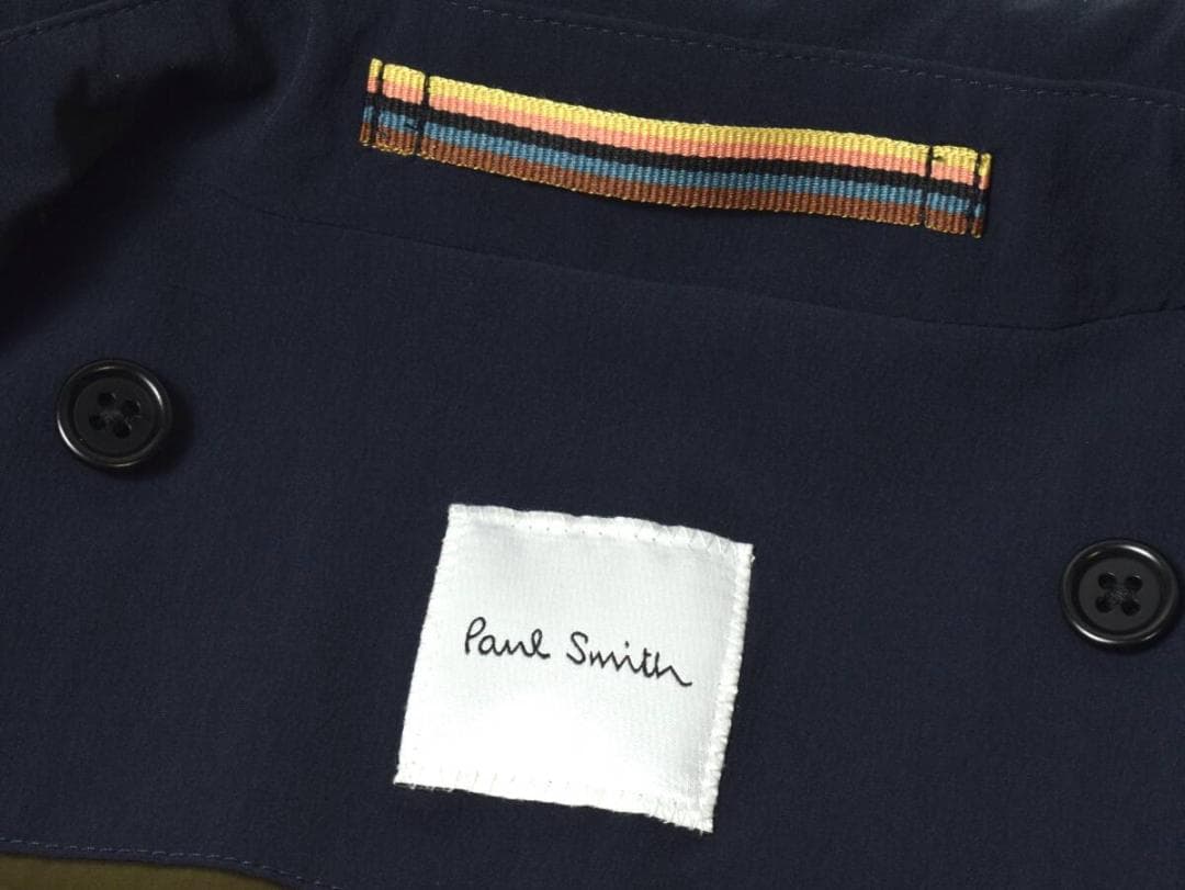 未使用8.2万 ポールスミス ストレッチ ライナー ステンカラーコート L 紺