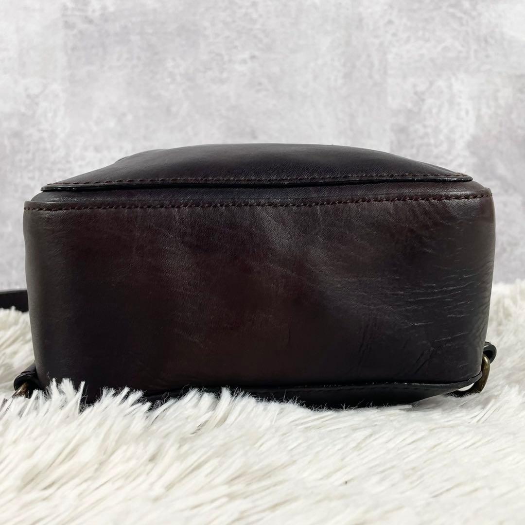 美品 マザーハウス レザー ウエストバッグ ロゴ型押し ファスナー ブラウン