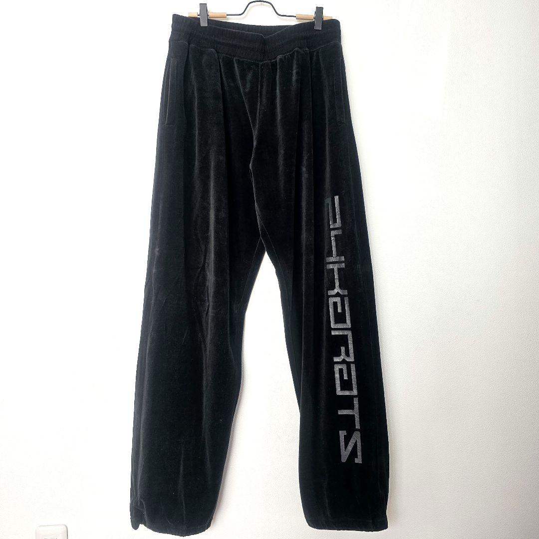 24karats ベロア セットアップ 上下セット 黒 刺繍 ロゴ ジャージ