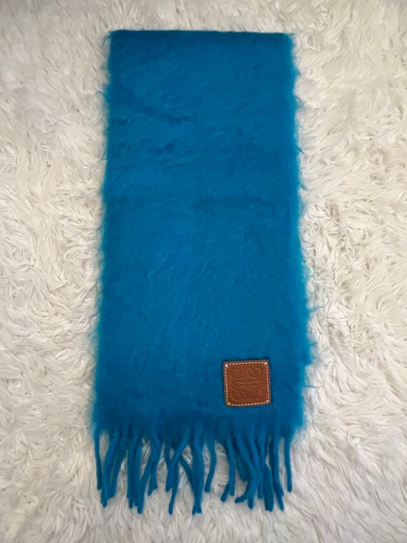 最終値下げLOEWE ロエベ モヘア マフラー 購入証明付き ターコイズ