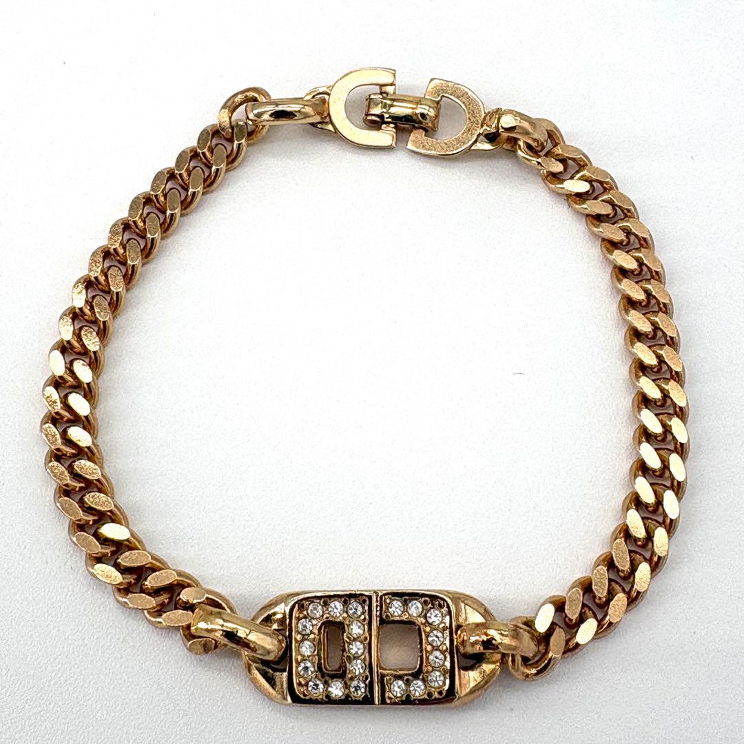 美品 ディオール ブレスレット 喜平 ラインストーン CDロゴ ゴールド 保存袋