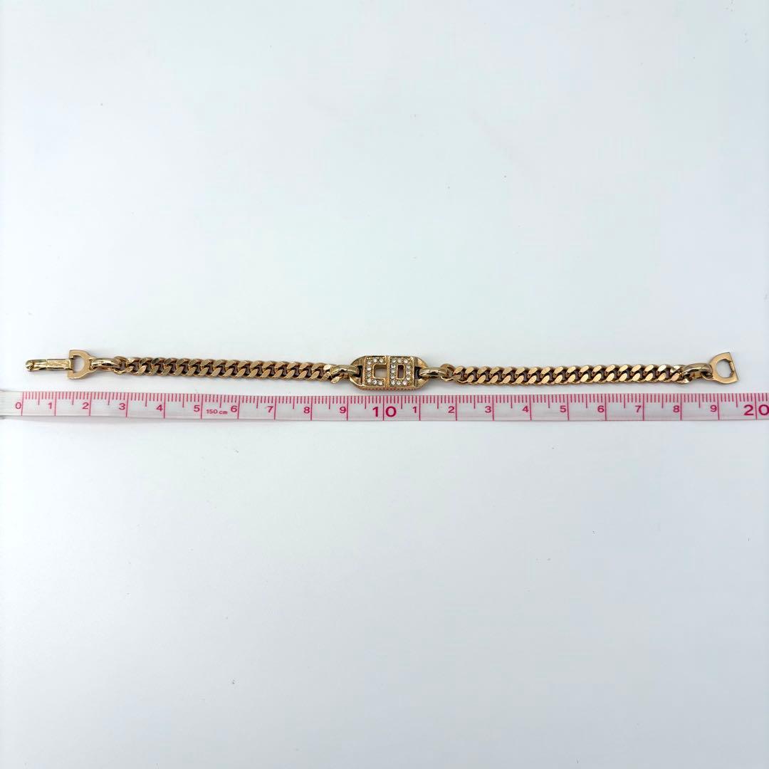 美品 ディオール ブレスレット 喜平 ラインストーン CDロゴ ゴールド 保存袋