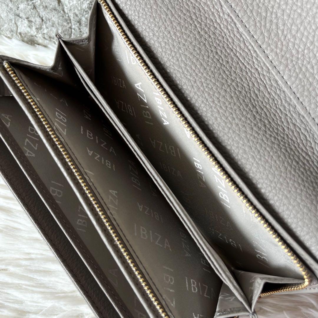 【新品未使用】イビサ　IBIZAロゴ　レザー　かぶせ長財布