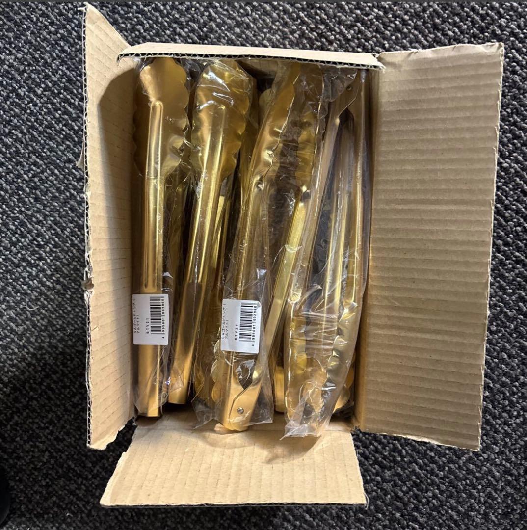 【新品未使用】トング　12本セット　製菓道具　パン屋　ベーカリー　ゴールドトング