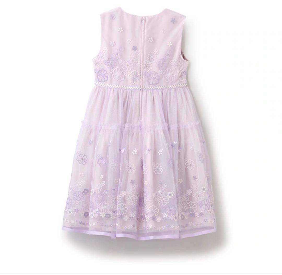 【極美品】薄紫mezzo piano花刺しゅうチュールドレス140 パーティー