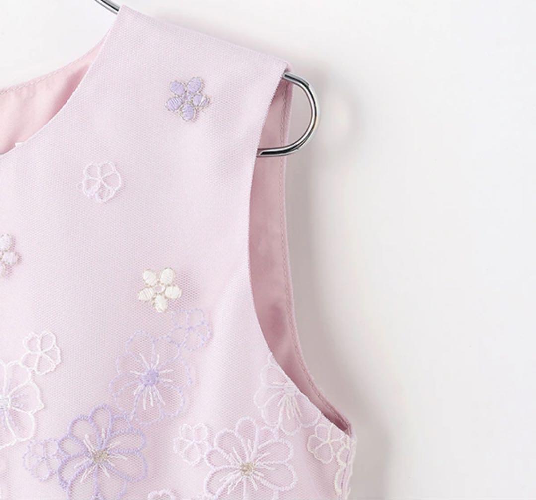 【極美品】薄紫mezzo piano花刺しゅうチュールドレス140 パーティー