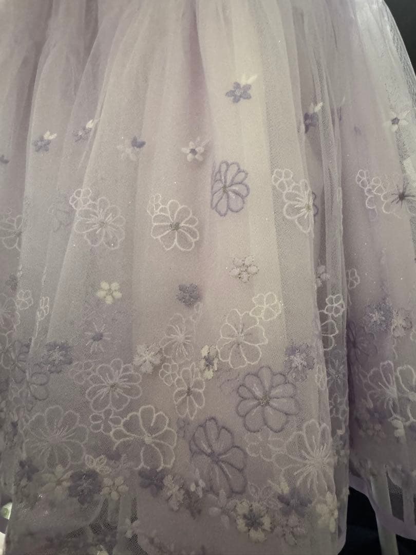 【極美品】薄紫mezzo piano花刺しゅうチュールドレス140 パーティー