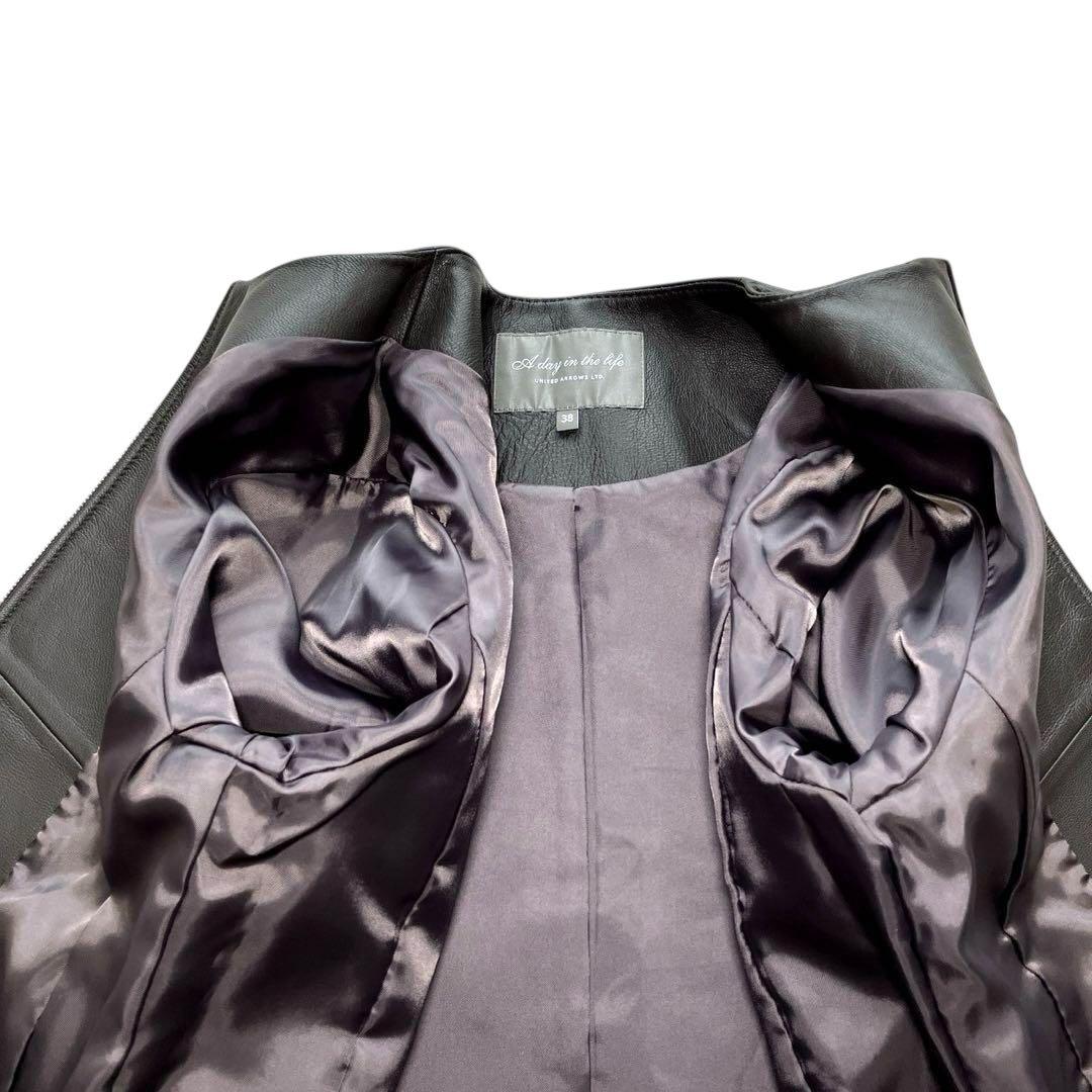 極美品】好配色◎グレーレザー/羊革「ユナイテッドアローズ」ノー