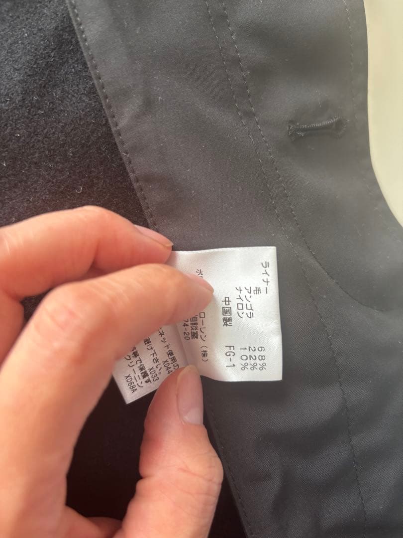 新品未使用Poloポロバイラルフローレン黒ステンカラーコートLLライナー付