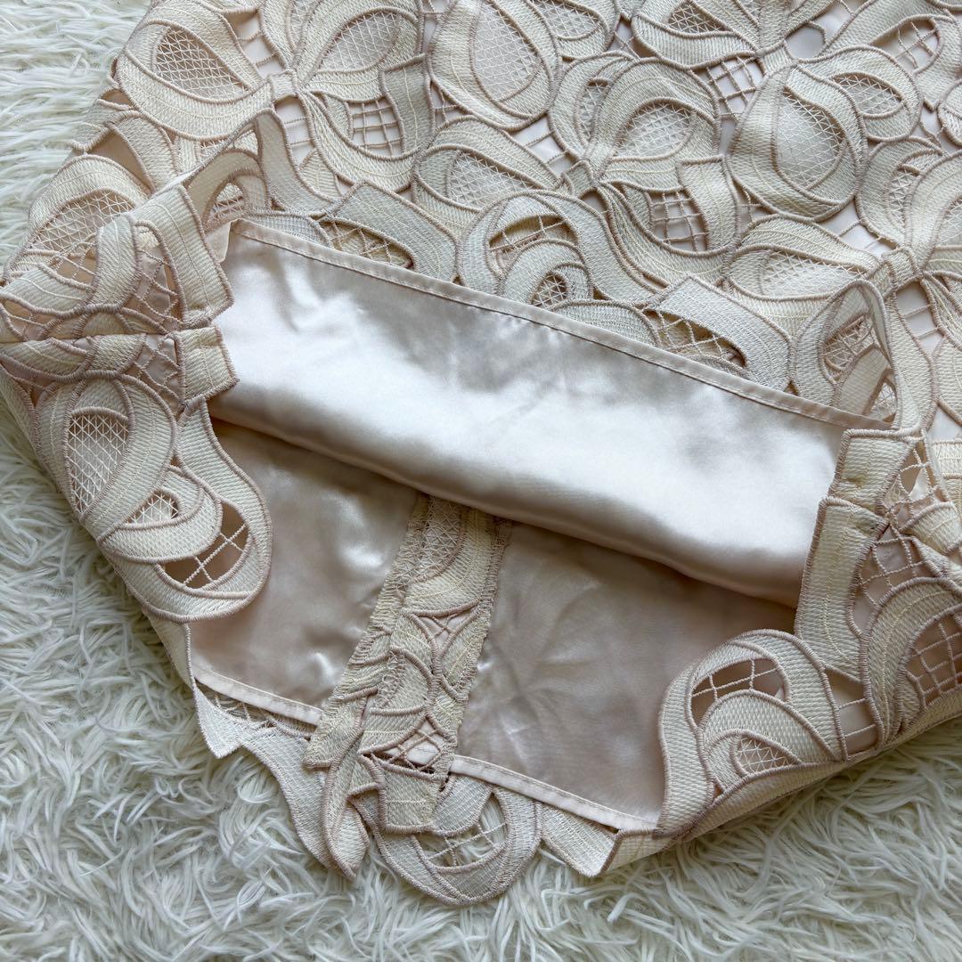 未使用品】 23年 エムズグレイシー リボンレースタイトスカート 刺繍