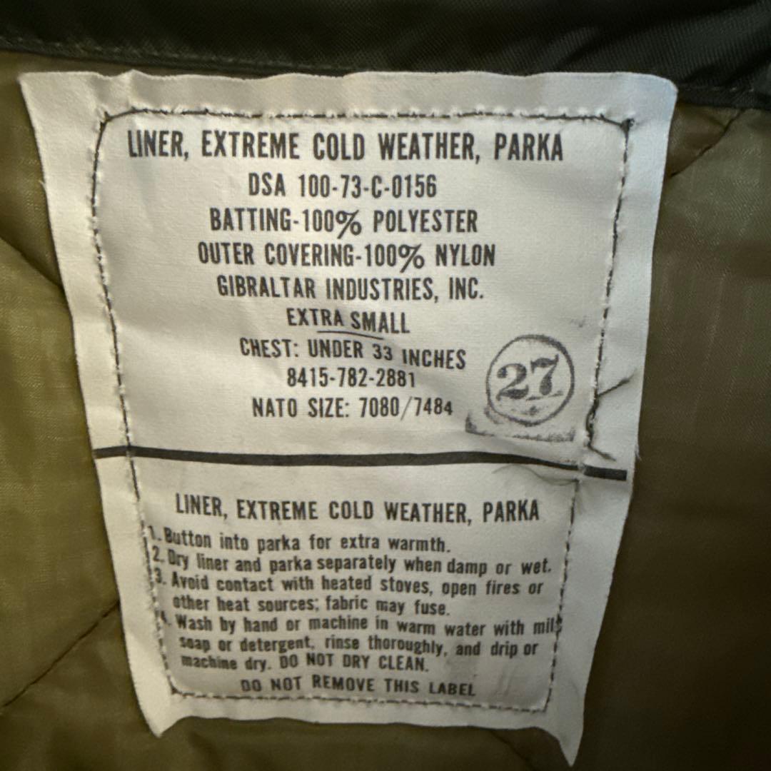 70's デッドストック　XS m-65 m65 ライナー 米軍実物 ボタン付