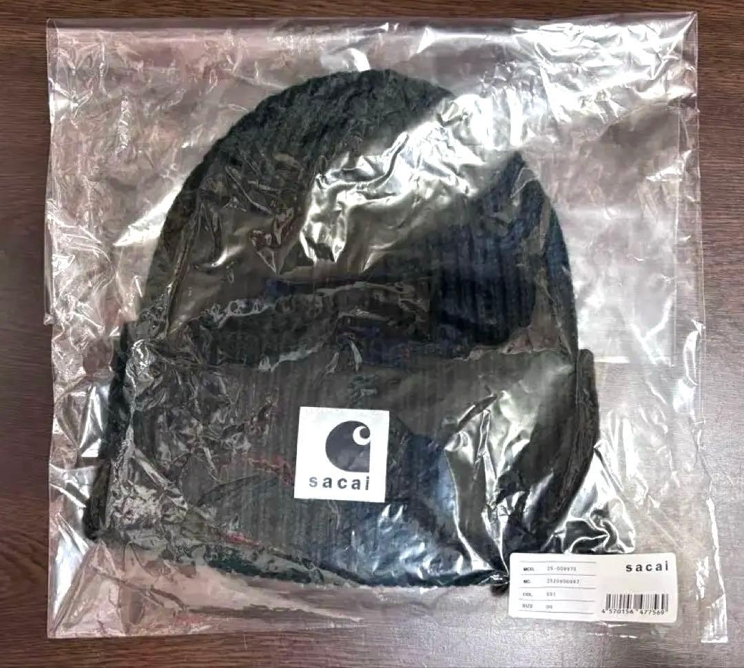 e*7様 サカイ カーハートsacai ダークグリーン ビーニー ニット帽 正規