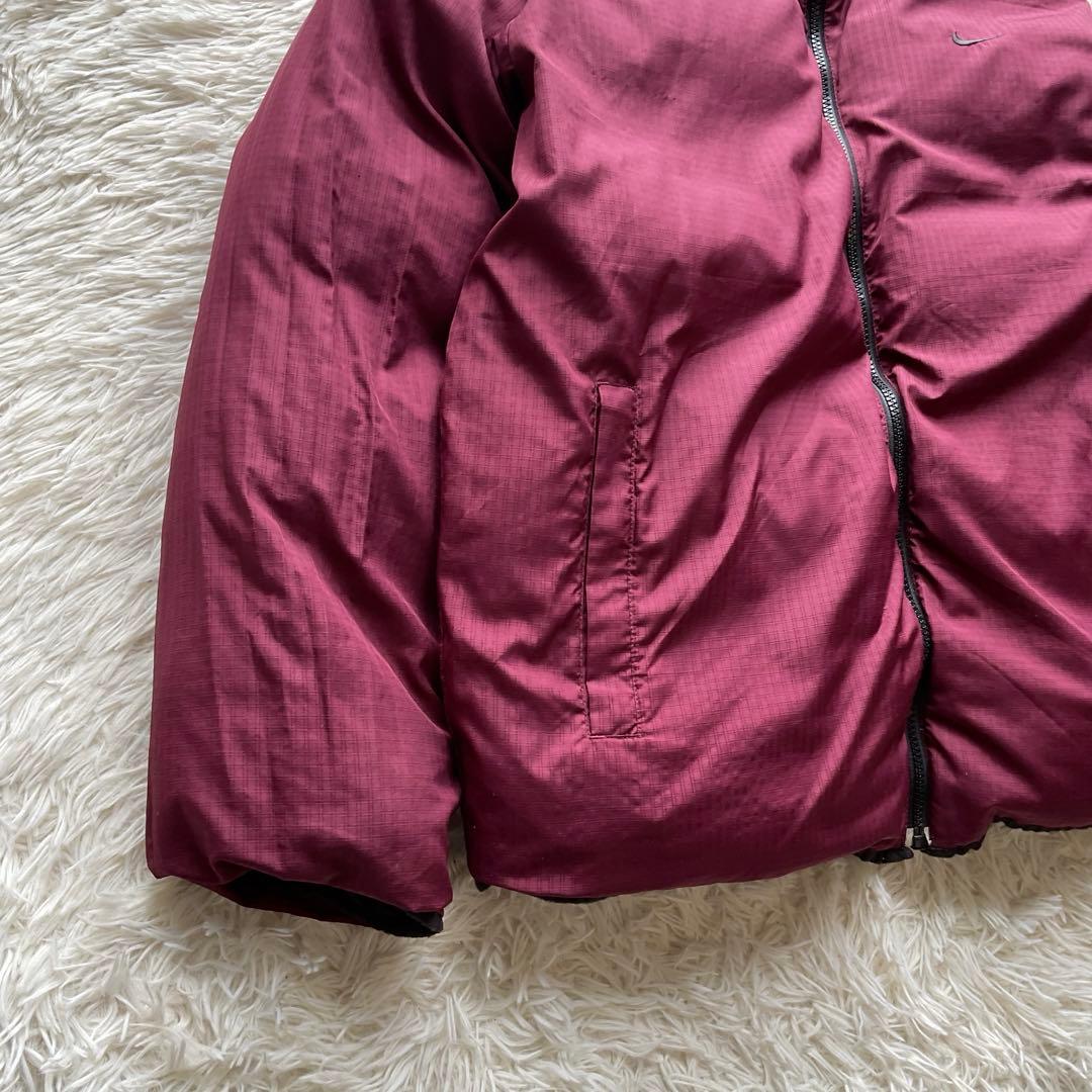 美品✨00s NIKE リバーシブル　ダウンジャケット　黒×えんじ　L 刺繍ロゴ