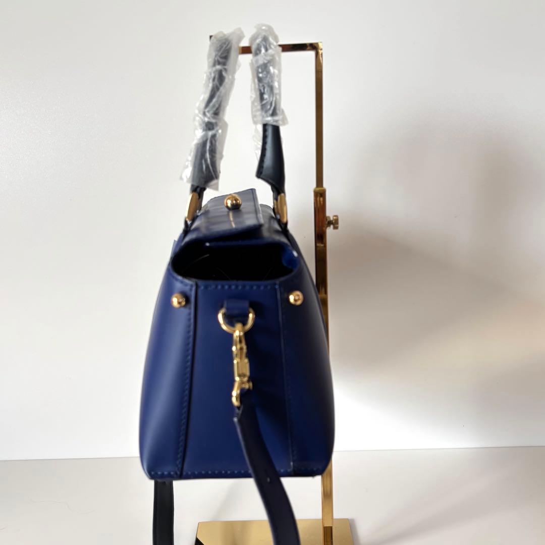 【新品】POTIOR 高級本革　ハンドバック　ショルダーバック　ブルー　上品