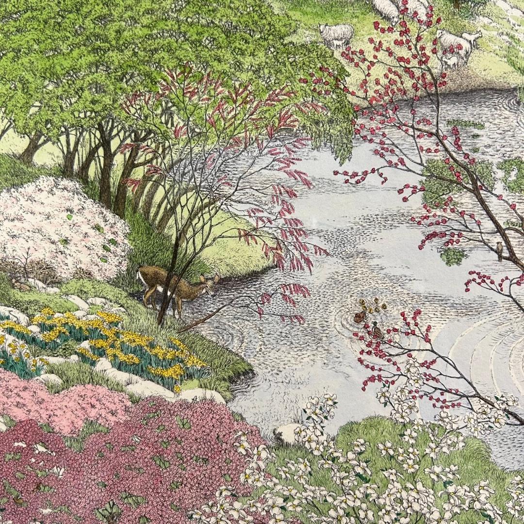 美品 スーザン・ハント・ウォルコッツ「EARLY SPRING」銅版画 サイン入