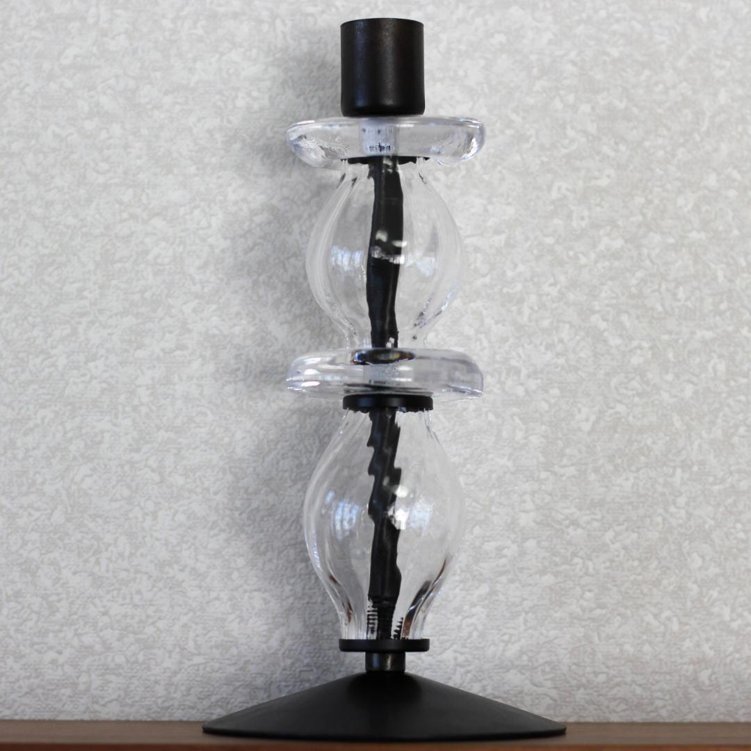 【美品・刻印】エリックホグラン　キャンドルスタンド オニオン型2段　クリア 02