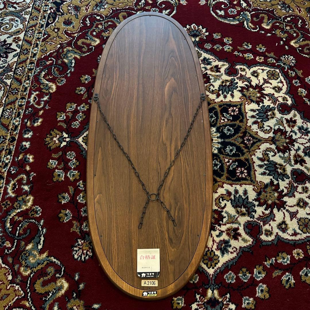 80s vintage karimoku カリモク 楕円型 オーバル ミラー - メルカリ