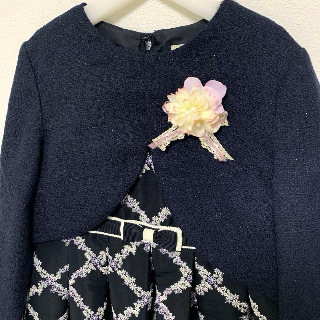 組曲×ブランシェス　フォーマルドレス　120 上品　ネイビー　入学式　卒園式