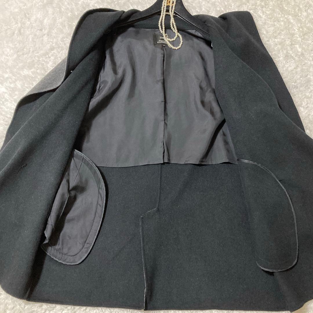 大きいサイズ48♡ 23区 フーデットコート ロング ウール アンゴラ混