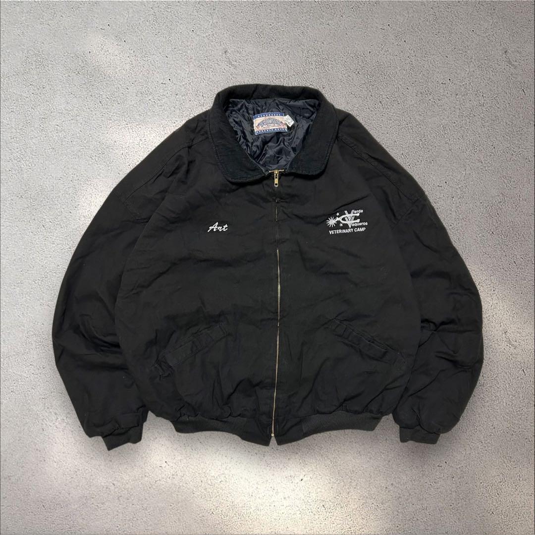 Dunbrooke 90s USA製サンタフェジャケット襟コーデ企業ロゴ刺繍短丈