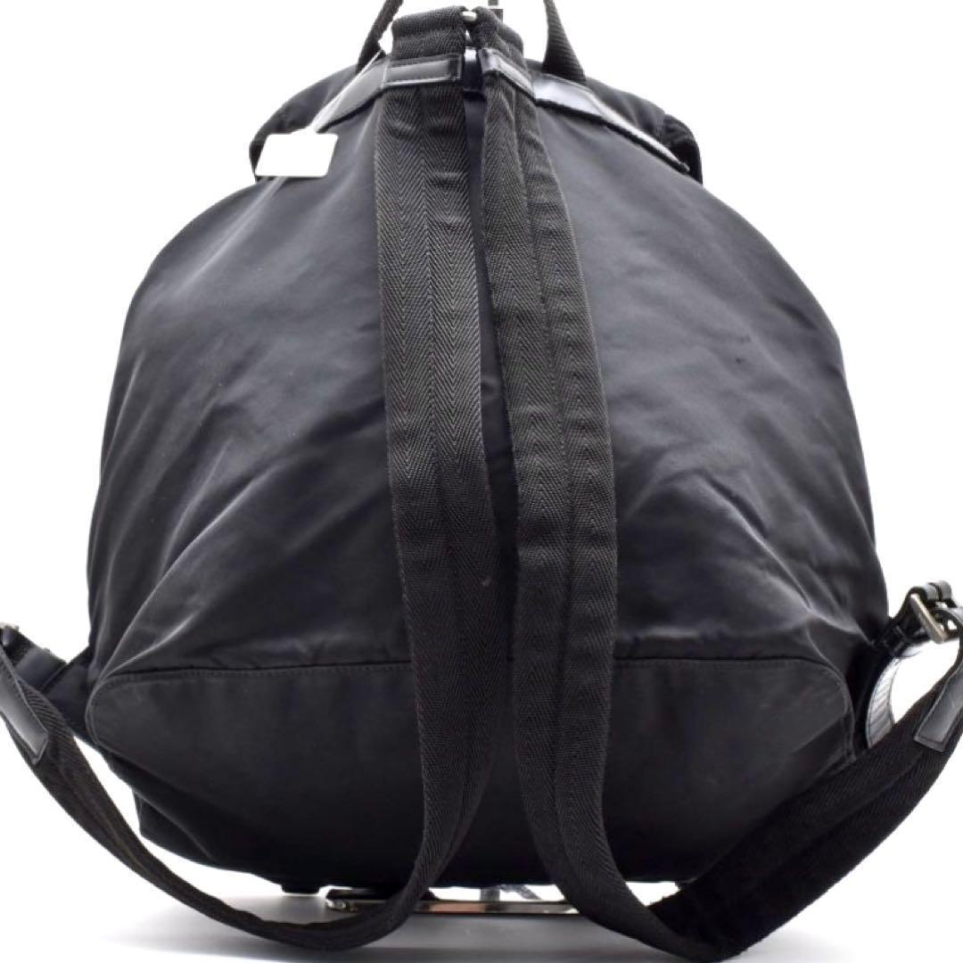 PRADA リュック 三角ロゴ ナイロン テスート レザー 黒 ブラック 巾着型