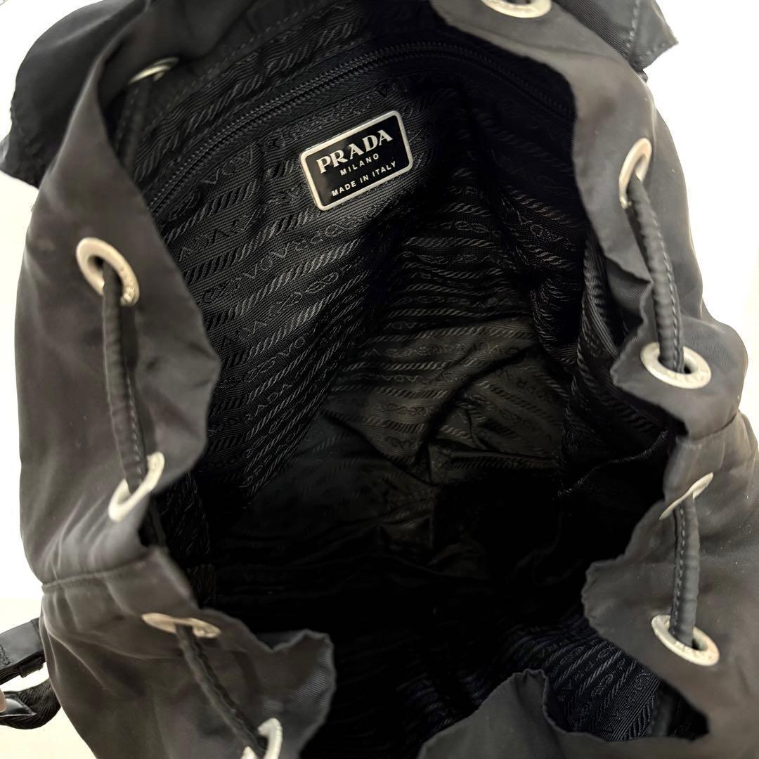 PRADA リュック 三角ロゴ ナイロン テスート レザー 黒 ブラック 巾着型