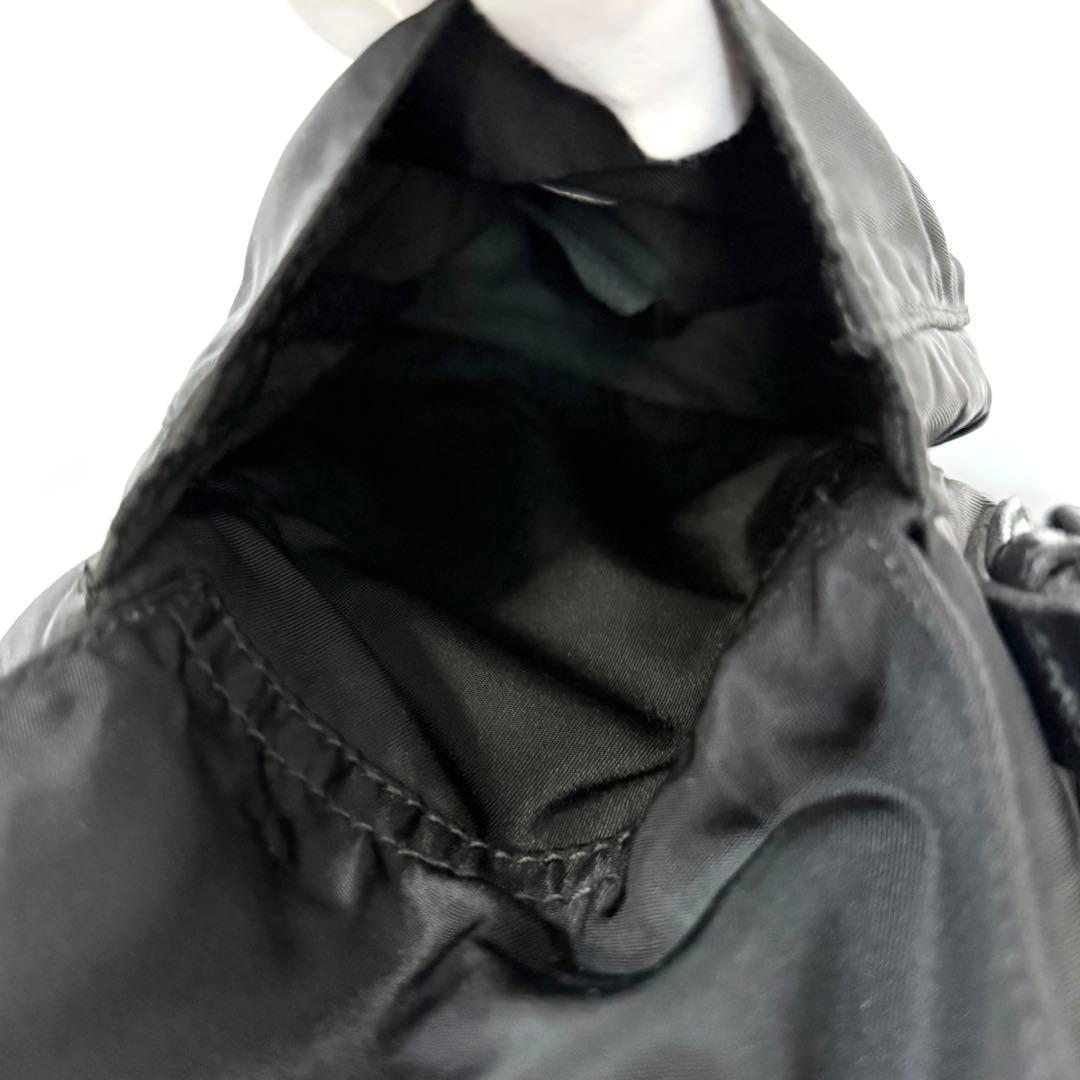 PRADA リュック 三角ロゴ ナイロン テスート レザー 黒 ブラック 巾着型