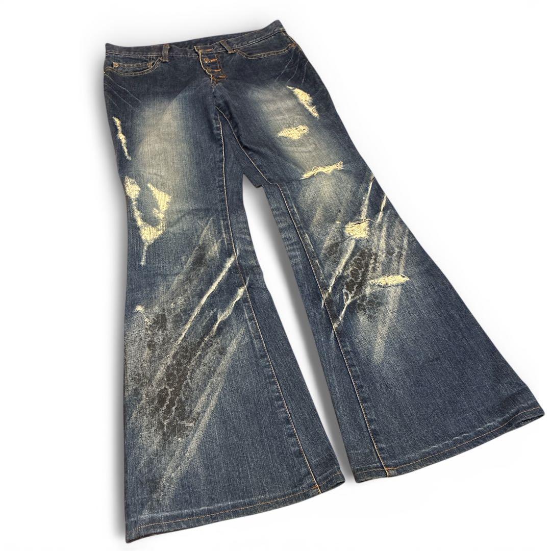 00s【5351 pour les hommes】フレアデニムパンツ/Y2K/髭 y2k 5351 pour