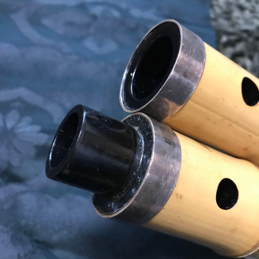 尺八 琴古流 在銘 中継ぎ緩み無し 二尺一寸管 銀巻 状態良好 【音出し確認済】