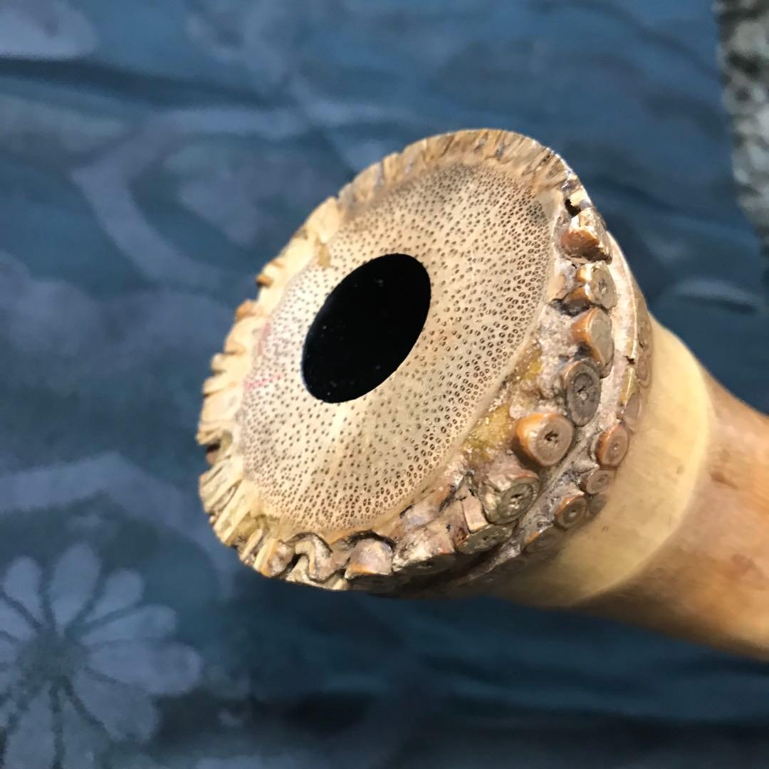 尺八 琴古流 在銘 中継ぎ緩み無し 二尺一寸管 銀巻 状態良好 【音出し確認済】