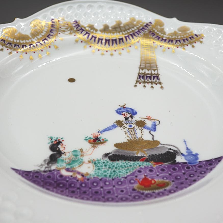 マイセン 千夜一夜物語 アラビアンナイト 飾り皿 「美女に果物篭を渡すサルタン」
