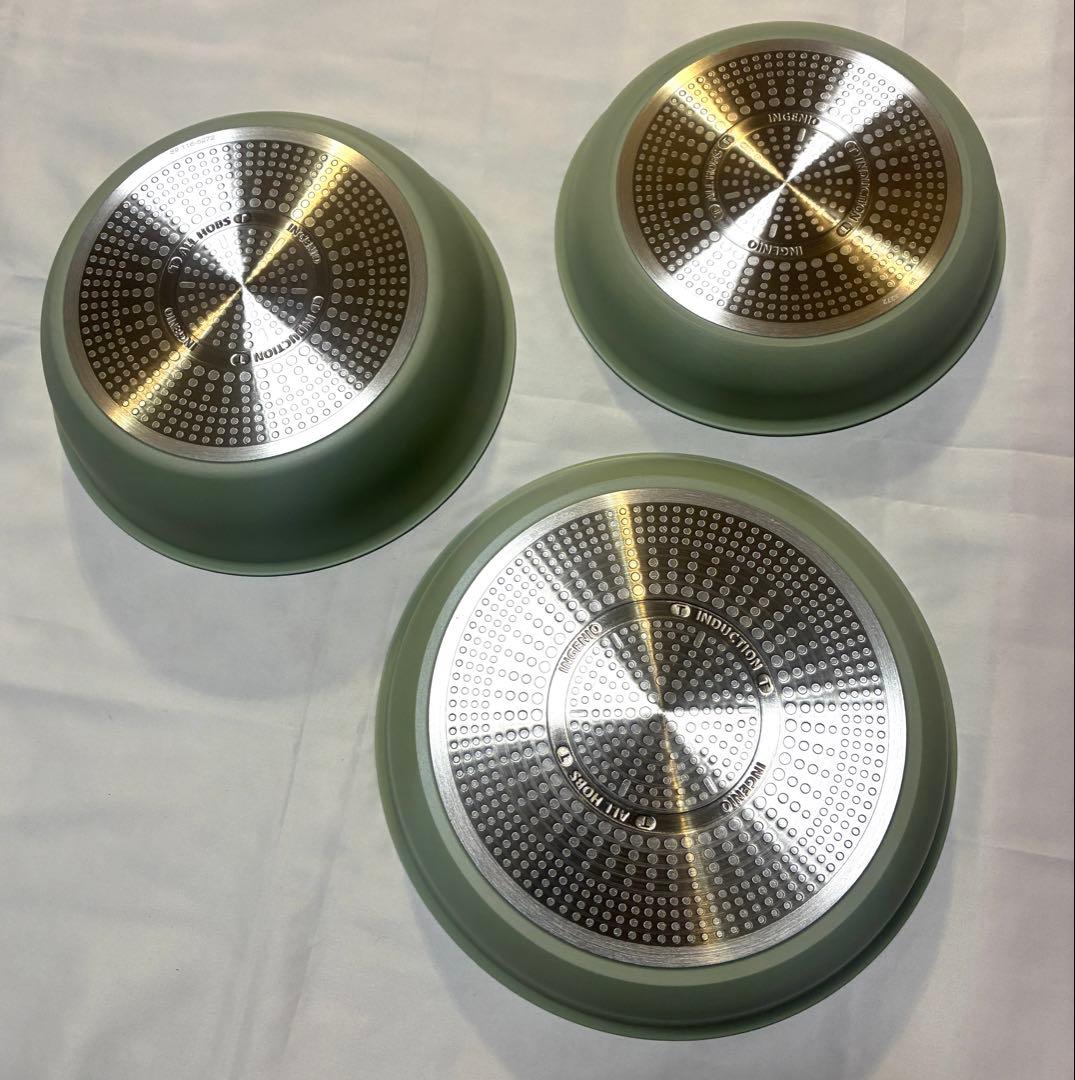 新発売おしゃれ新品　ティファール　IHミントグリーン　フライパン　3点