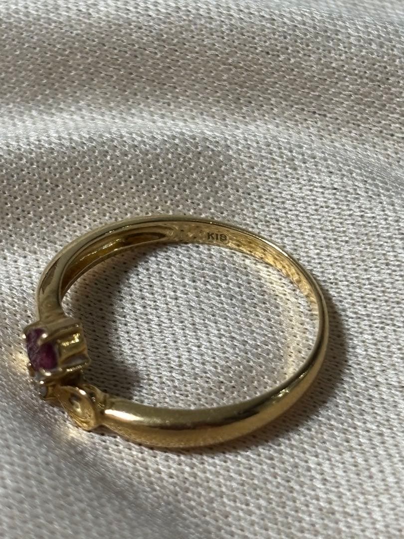 K18 ルビー ダイヤモンド リング D0.02ct リボンモチーフ 指輪18金